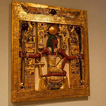 Egyptian Suite bedroom with pharaoh and pyramid decor